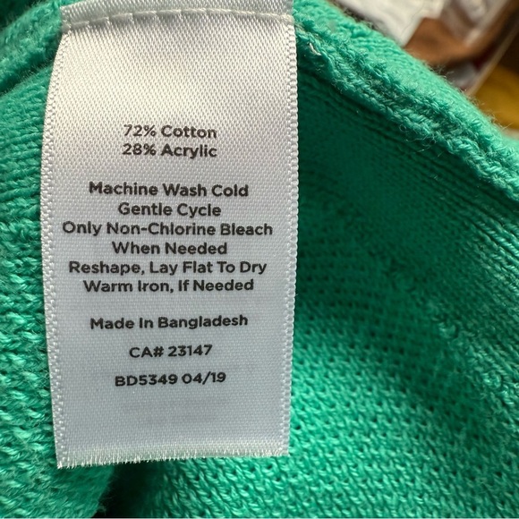 Talbots Women’s Long Cardigan Size L Green Open Front Duster Minimalist Office - Picture 10 of 11